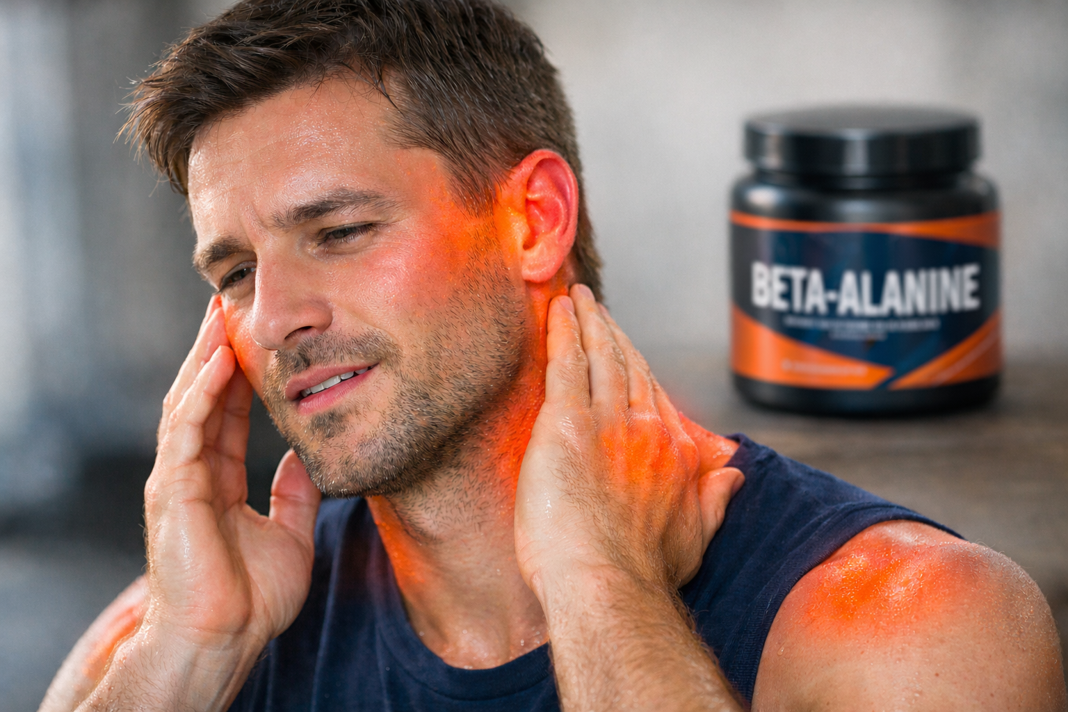 Beta-alanine supplement causing itching and flushing on person's skin during workout