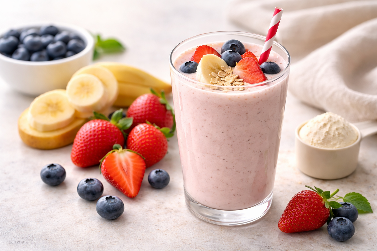 How to Make Protein Powder Taste Better: 8 Proven Methods 13 Protein powder mixed with fruit and milk in a blender for better taste