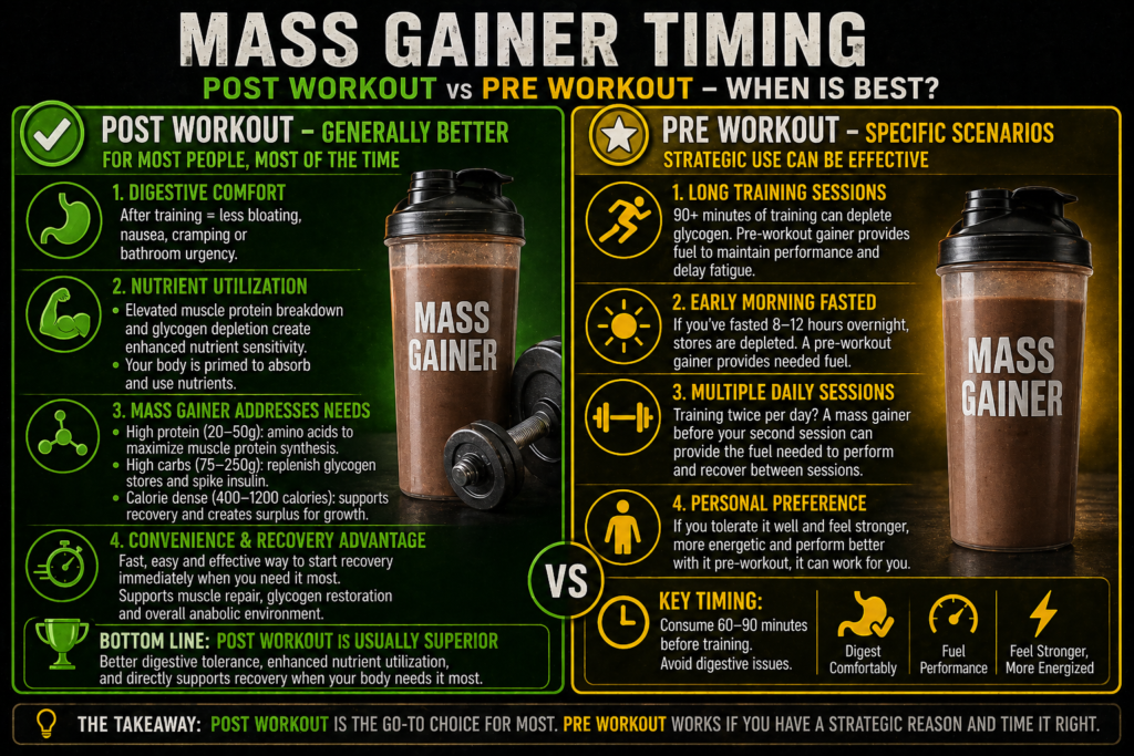 Mass gainer supplement timing before and after workout comparison guide