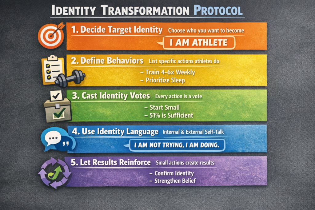 Person training with weights in gym, building fitness identity and habit
