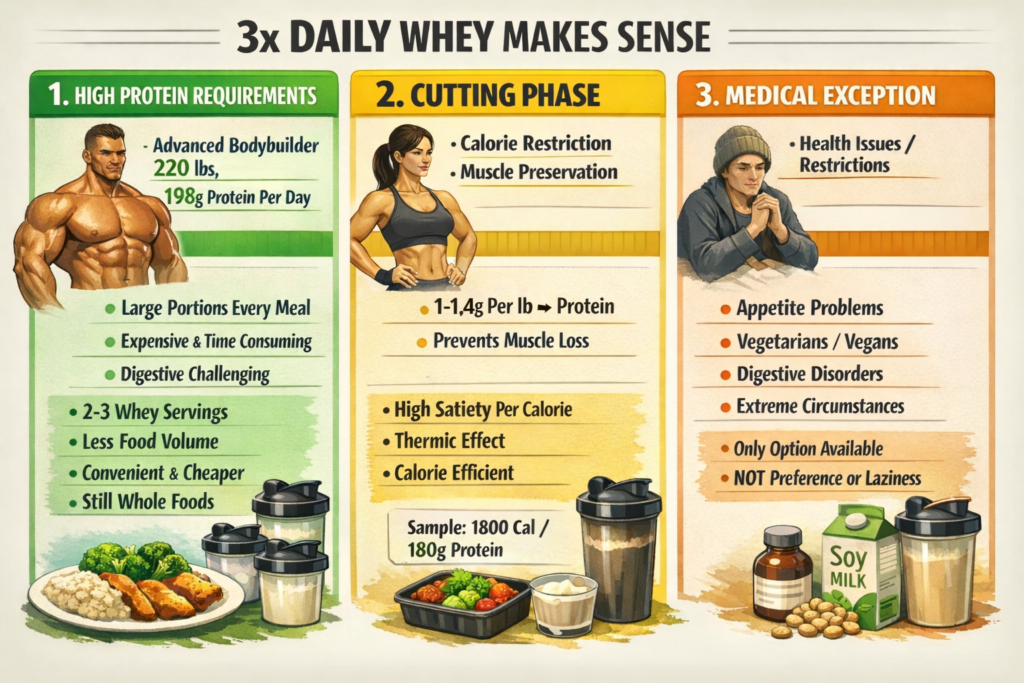 Woman drinking protein shake three times daily for fitness results