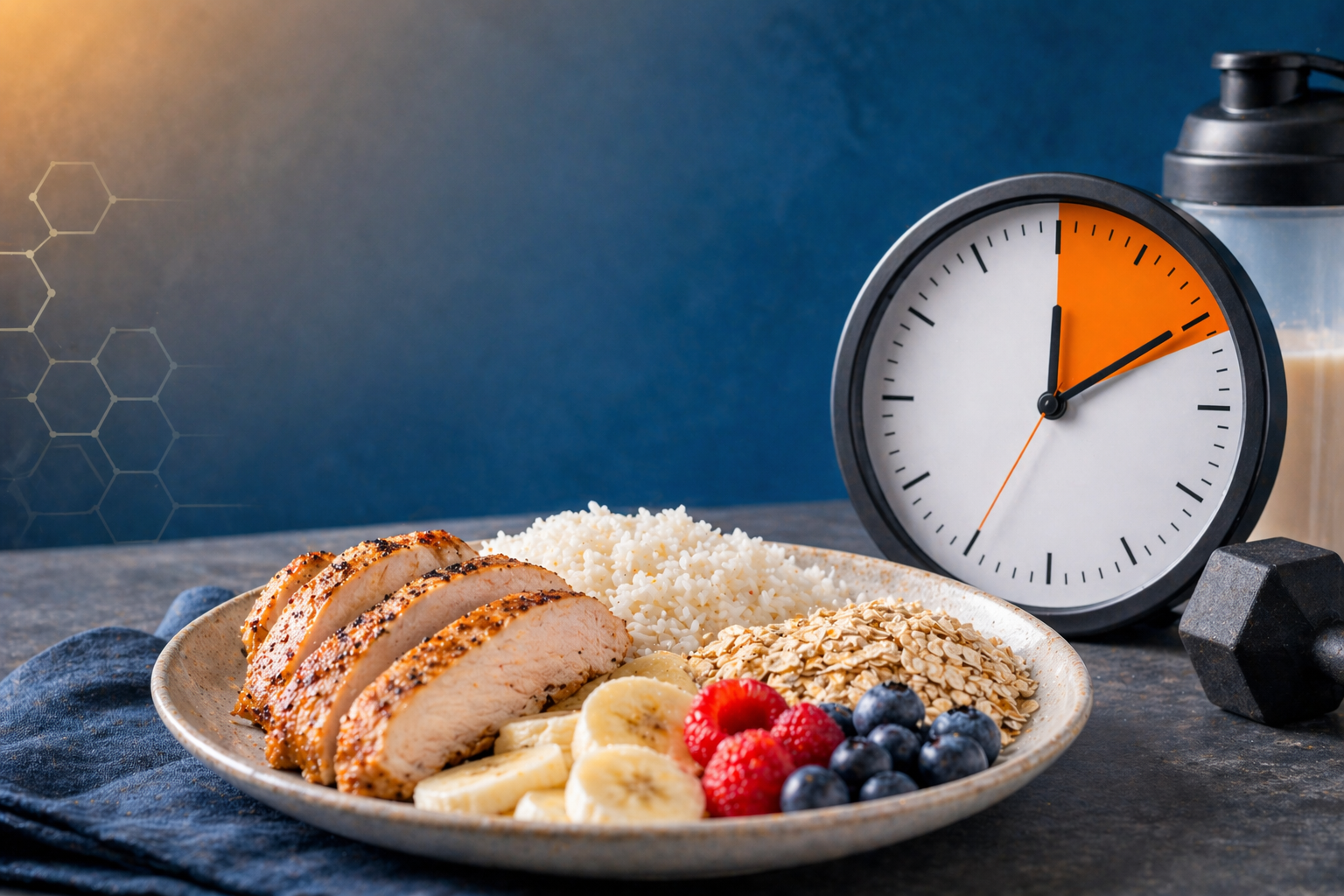 Athlete eating healthy meal before workout for optimal performance and energy