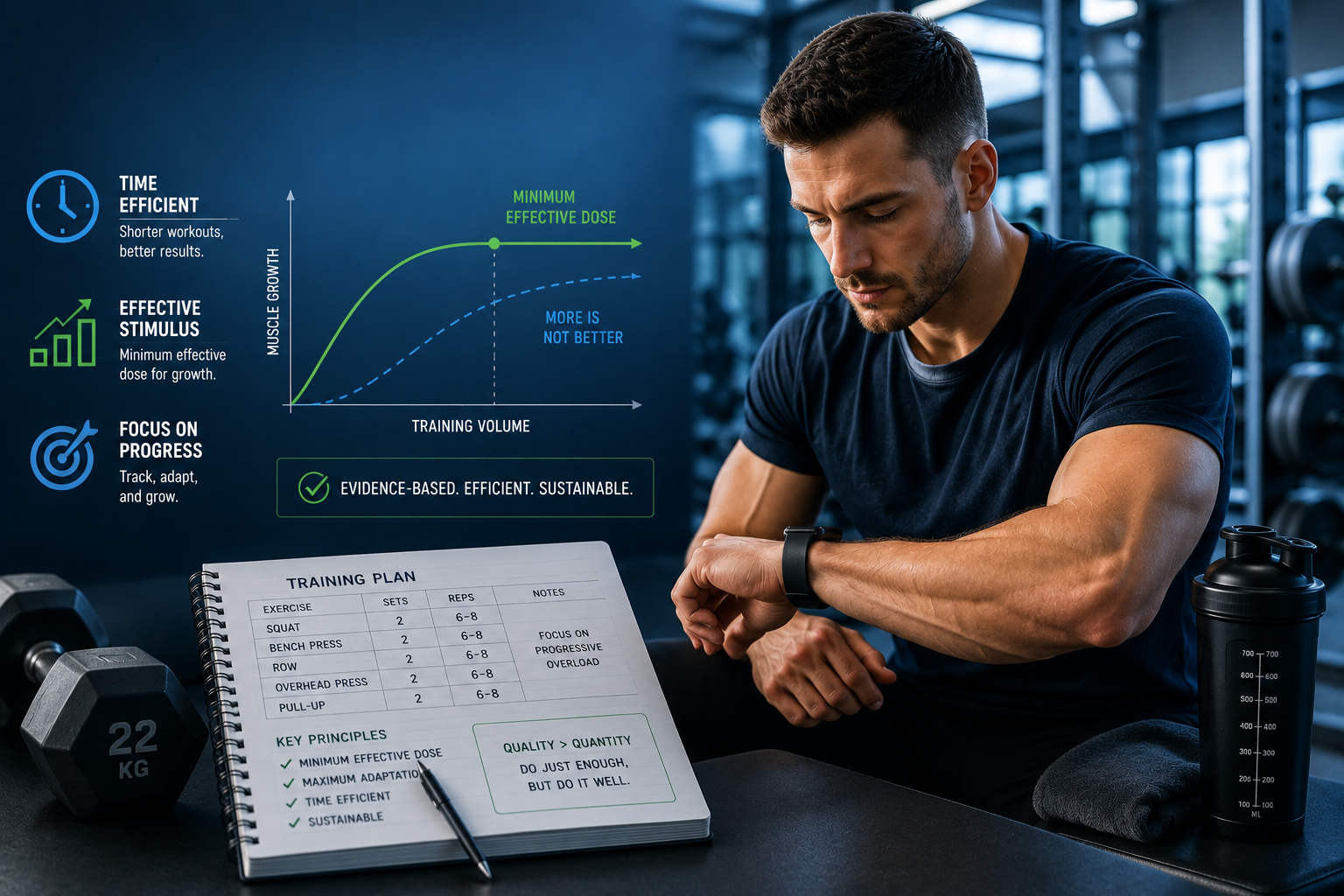 Minimal effective dose muscle training workout