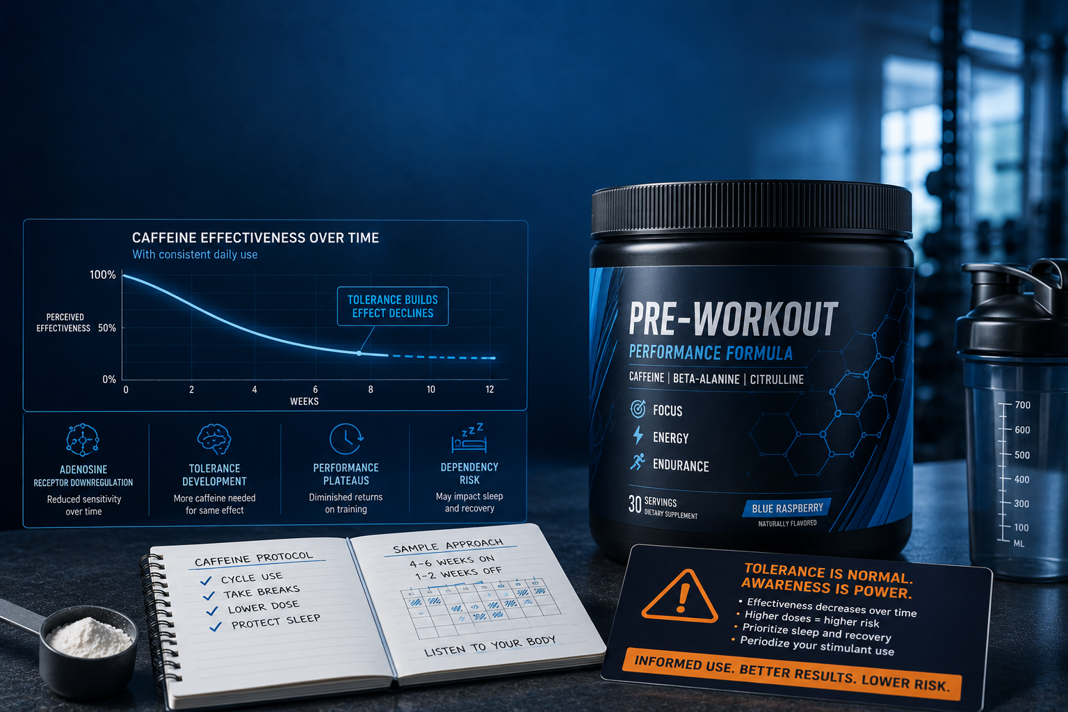 Tired fitness enthusiast struggling with ineffective pre-workout supplement results