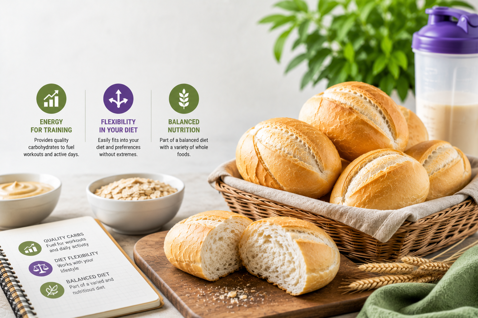 White bread slices on wooden board for diet nutrition article