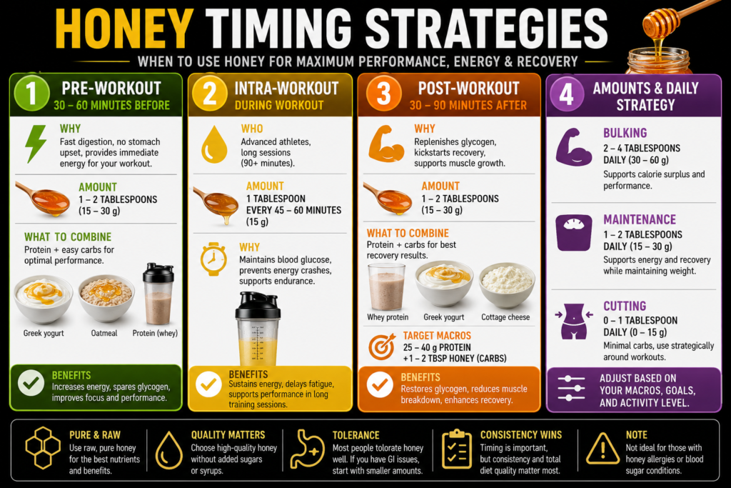 Honey in bodybuilding nutrition for muscle growth and recovery
