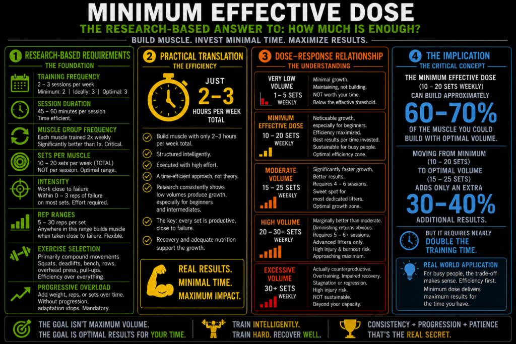 Minimal effective dose muscle training concept illustration