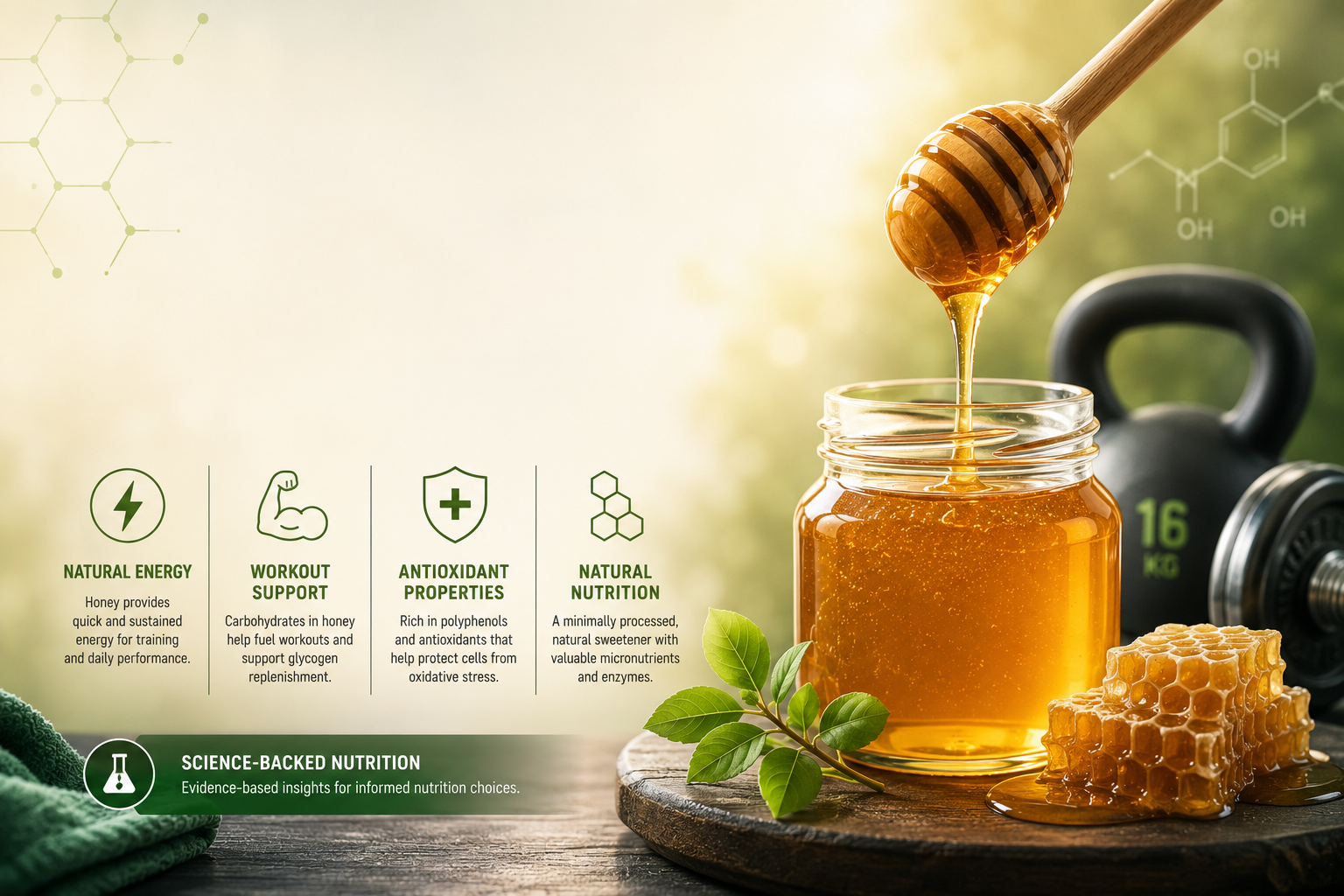 Honey in bowl for bodybuilding nutrition and muscle building guide